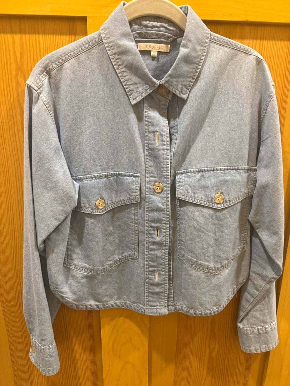 Z Supply Light Wash Denim Utility Jacket - Light Blue